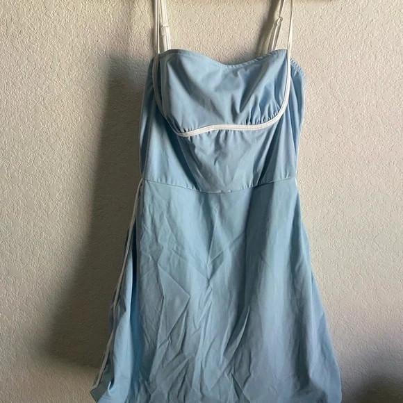 West Fade Light Blue Contrast Piping Pickleball Tennis Sporty New Mini Dress XS - Picture 2 of 16